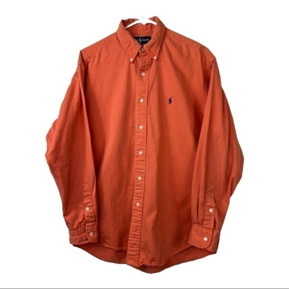 Ralph Lauren Men Casual Shirt Orange Buttons Down Sz M